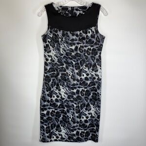 AB Studio Sleeveless Animal Print Black Gray Dress Size 8